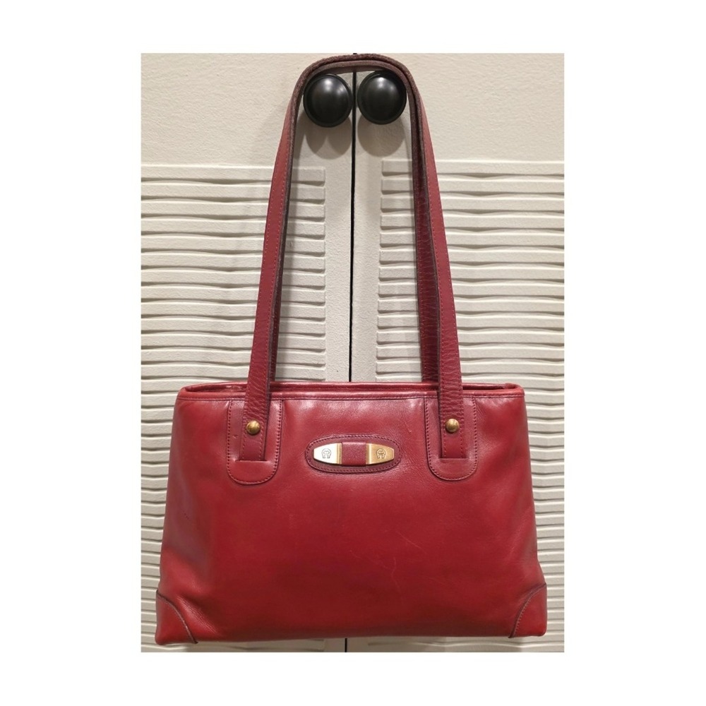 Vintage Etienne Aigner Tote Bag Womens Oxblood Red Leather Tote